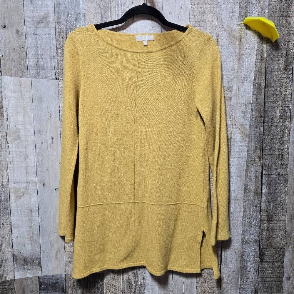 Benedetta B. Mustard Merino Wool Cashmere Blend Tunic Sweater Small Minimalist